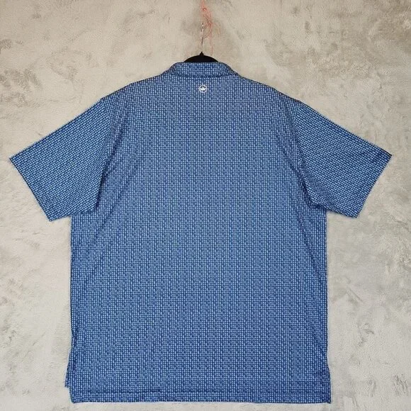 Peter Millar Performance Jersey Polo Mens Size XXL Navy Espresso Italian Print
